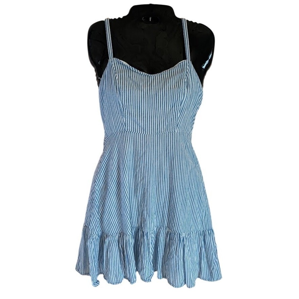 Old Navy Sundress M Cottagecore Coastal Nautical Summer Smocked Ruffle Mini